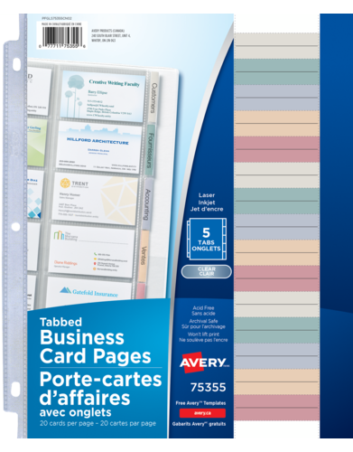 Avery® Tabbed Business Card Pages