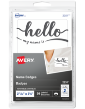 Avery&reg; Bonjour Étiquettes badges autocollants - Anglais 