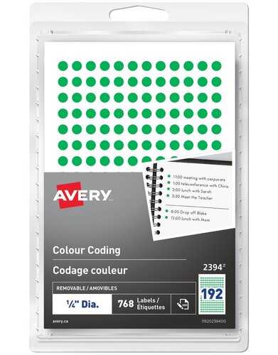 Avery&reg; Étiquettes à codage couleur amovibles