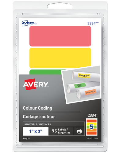 Avery® Removable Rectangular Colour Coding Labels 