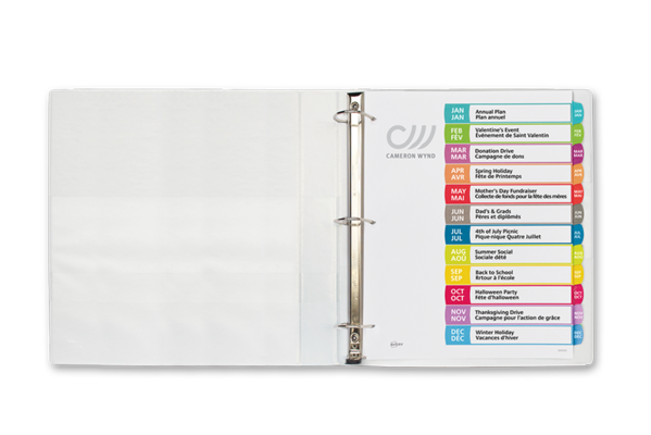 Intercalaires Ready Index avec table des matières