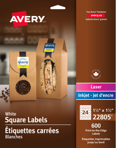 Avery® Étiquettes carrées blanc mat 
