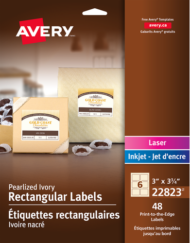 Pearlized Ivory Rectangle Labels with Sure Feed&trade; Technology