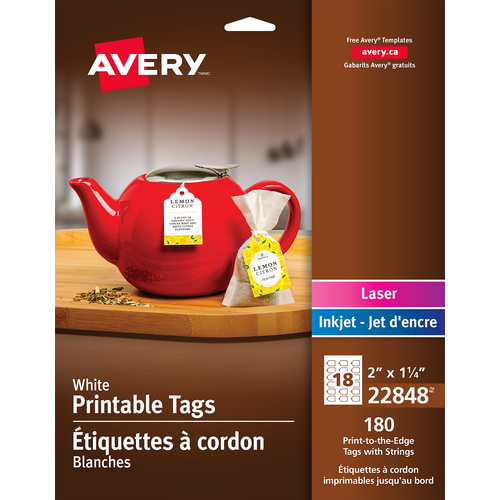 Avery® 22848 - Printable Tags with Strings , 2" x 1-1/4", White