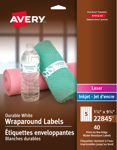 Avery® Étiquettes enveloppantes blanches durables