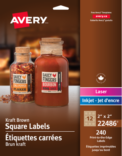 Avery® Étiquettes carrées brun kraft 