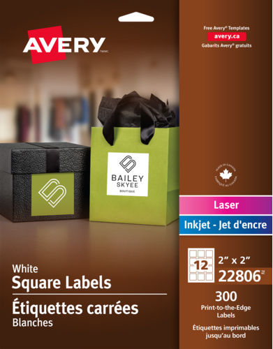 Avery® Étiquettes carrées blanc mat 