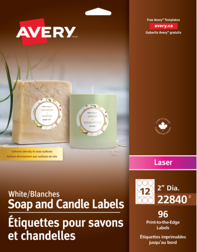 Avery® Glossy White Round Soap and Candle Labels 