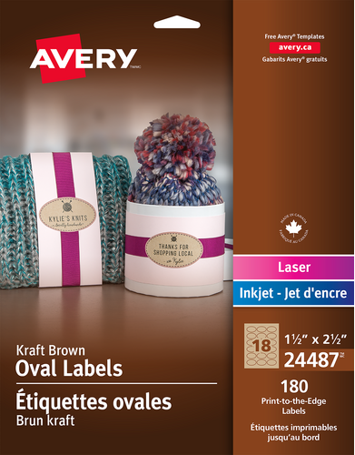 Round Laser Inkjet Printable Oval Labels Avery Kraft Brown Scalloped