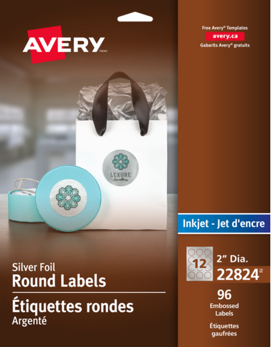 Avery® Étiquettes rondes sur papier argenté