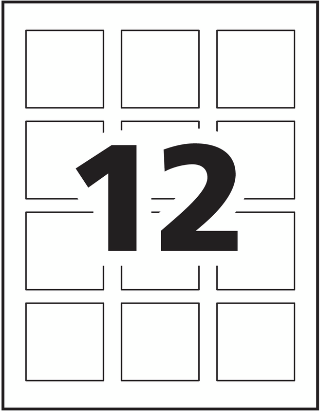 Avery® PrinttotheEdge Square Labels 22806 Template 12 labels
