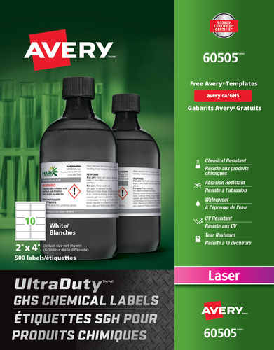 Avery® Étiquettes SGH pour produits chimiques UltraDutyMC