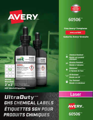 Avery® Étiquettes SGH pour produits chimiques UltraDutyMC