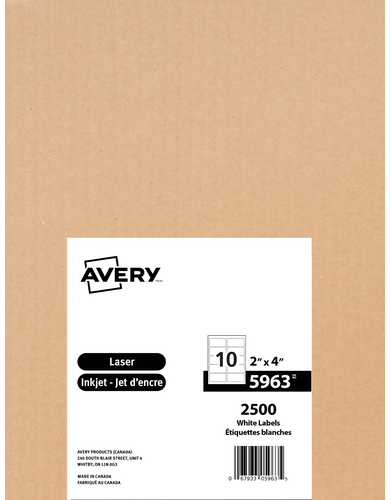 Avery® White Rectangle Labels with Sure Feed™ Technology