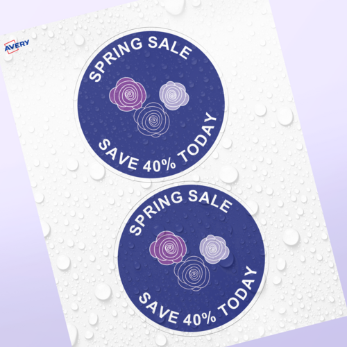5 - Professional Printed Round Labels - Removable Decal Film | Avery