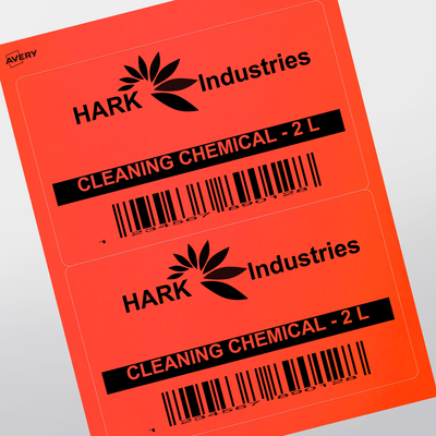 Red Copy Label 5 x 8-1/8 - Professional Printed Rectangle Labels - Neon Red Paper | Avery