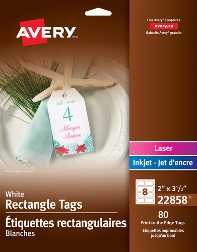 Avery® Printable Rectangle Tags with Strings