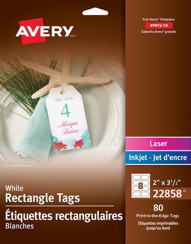 Avery Printable Rectangle Tags with Strings