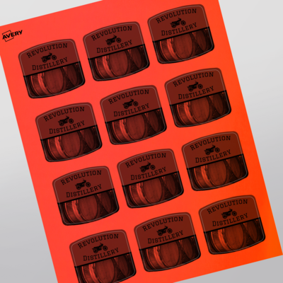 Red Copy Label 2 x 2-3/16 - Professional Printed Arched Sqaure Labels - Neon Red Paper ...