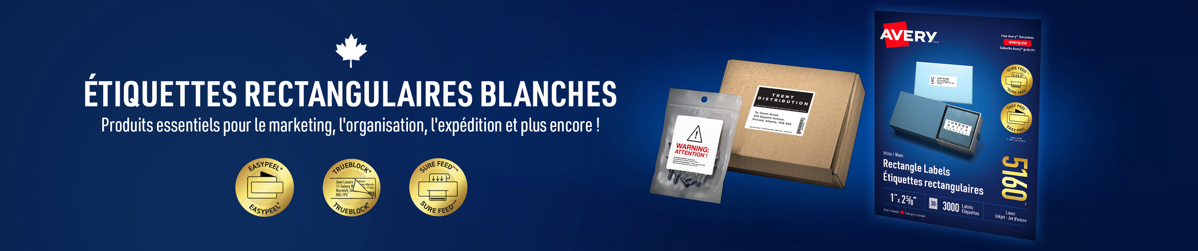 Étiquettes rectangulaires blanches