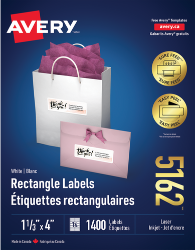 Avery® White Rectangle Labels with Easy Peel®