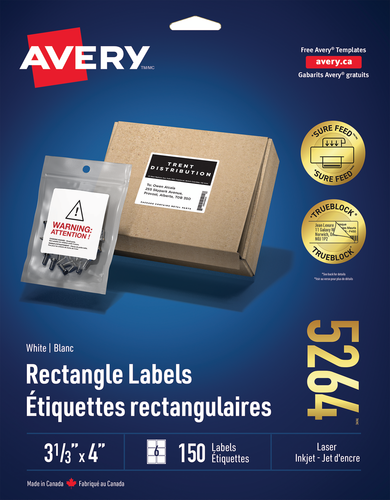 Avery® Étiquettes rectangulaires blanches avec technologie Sure FeedMC