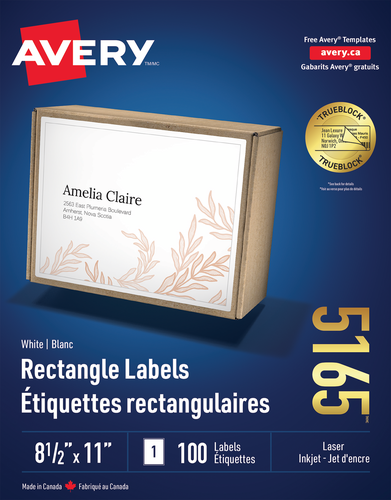 Avery® Étiquettes rectangulaires blanches 