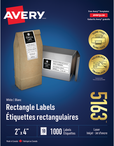 Avery® White Rectangle Labels with Sure Feed™ Technology