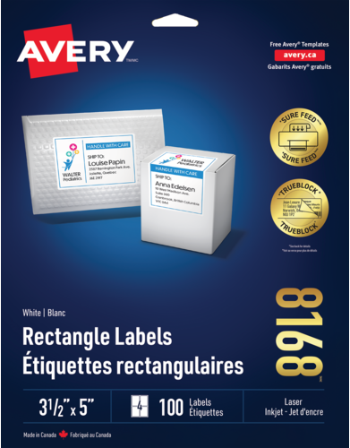 Avery® Étiquettes rectangulaires blanches avec technologie Sure FeedMC