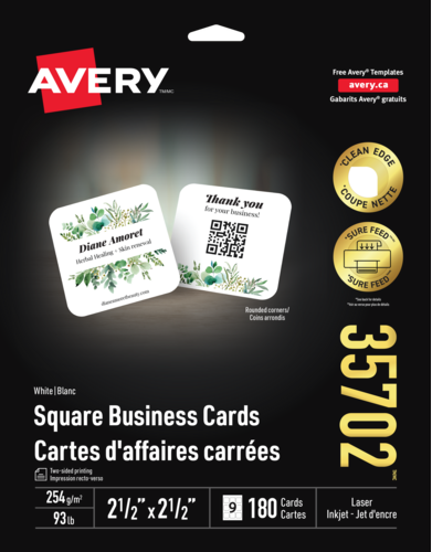 Square Business Cards with Sure Feed&trade; Technology