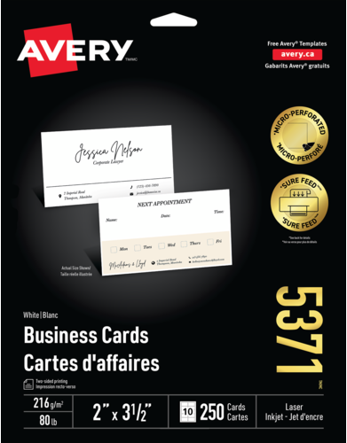  Business Cards with Sure Feed&trade; Technology