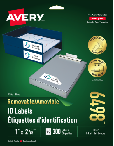 Avery® Étiquettes d'identification Amovibles 