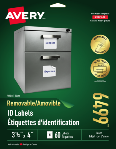 Avery® Étiquettes d'identification Amovibles 