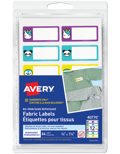 No-Iron Fabric Name Labels, Cute Animals