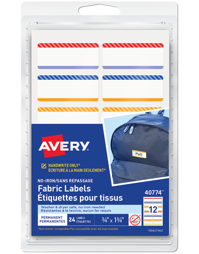 No-Iron Fabric Name Labels, Playful Stripes