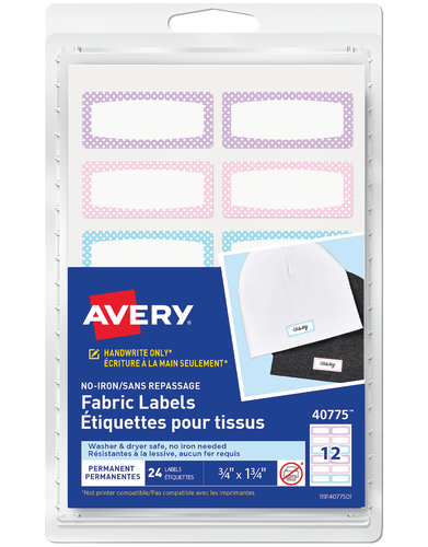No-Iron Fabric Name Labels, Soft Pastels