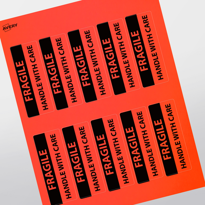 Red Copy Label 4 x 1-1/2 - Professional Printed Rectangle Labels - Neon Red Paper | Avery