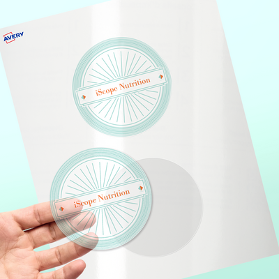 4 - Professional Printed Round Labels - Glossy Clear Film | Avery