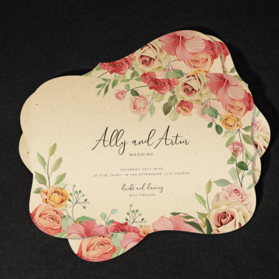 Flourish Invitation Cards, Custom Printed Single Sided Portrait 5
