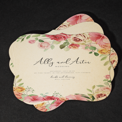 Flourish Invitation Cards, Custom Printed Double Sided Portrait 5