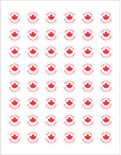  Made in Canada Labels - 96 Labels