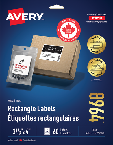  White Rectangle Labels with  Sure Feed&trade; Technology