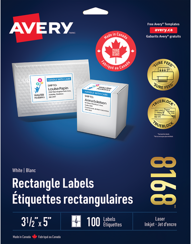  White Rectangle Labels with Sure Feed&trade; Technology