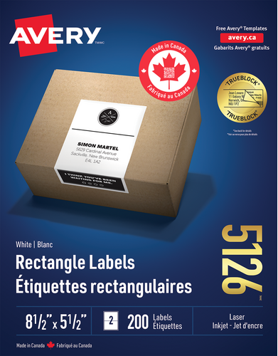 Avery&reg; Étiquettes rectangulaires blanches 