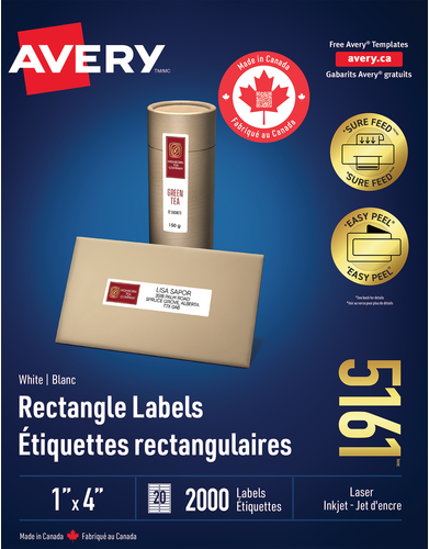 Avery&reg; Étiquettes rectangulaires blanches avec technologie Sure FeedMC  