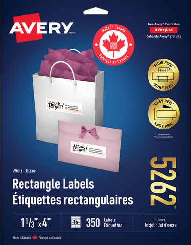 Avery&reg; Étiquettes rectangulaires blanches avec technologie Sure FeedMC
