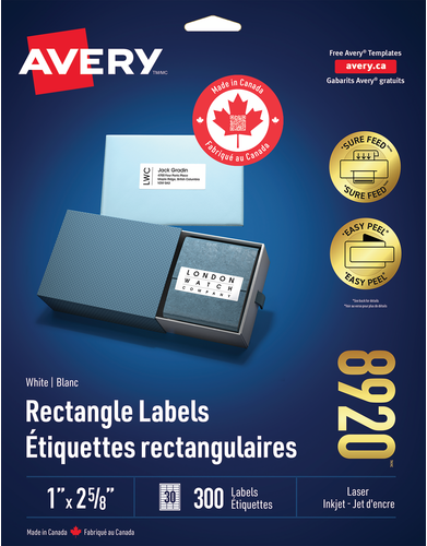  White Rectangle Labels with Sure Feed&trade; Technology
