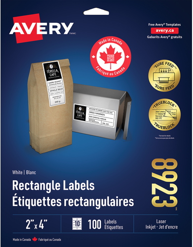  White Rectangle Labels with Sure Feed&trade; Technology