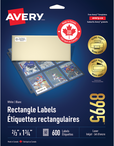  White Rectangle Labels with Sure Feed&trade; Technology