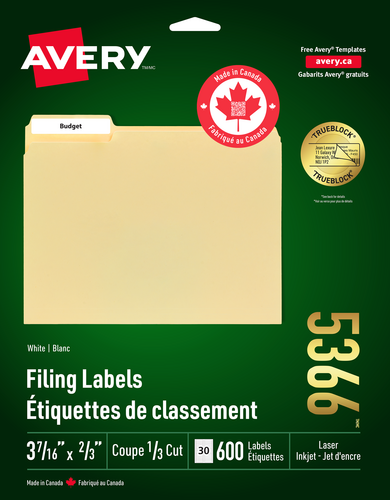 White Filing Labels